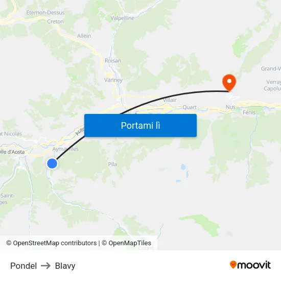 Pondel to Blavy map