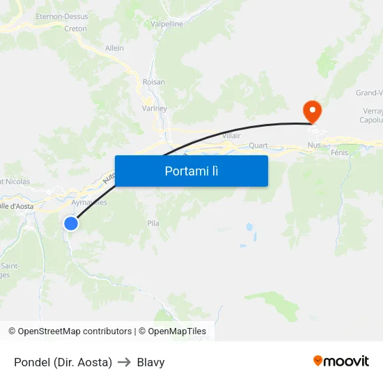 Pondel (Dir. Aosta) to Blavy map