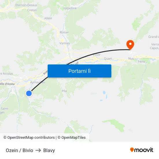 Ozein / Bivio to Blavy map