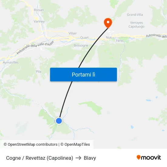 Cogne / Revettaz (Capolinea) to Blavy map