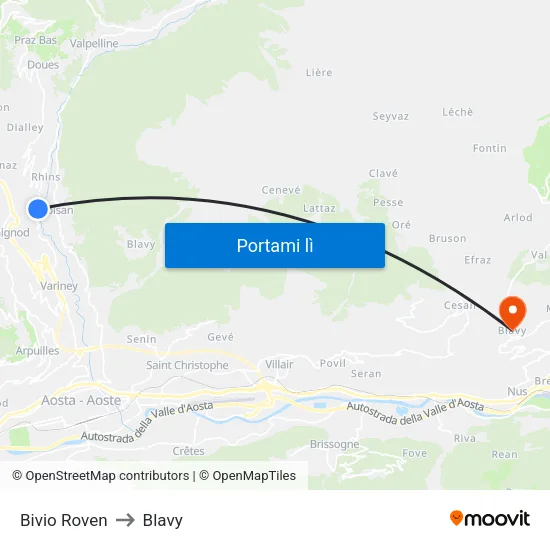 Bivio Roven to Blavy map