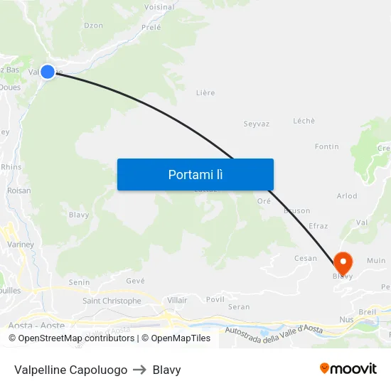 Valpelline Capoluogo to Blavy map