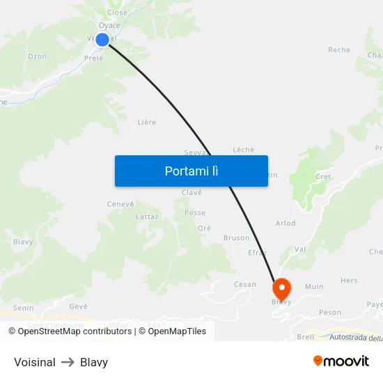 Voisinal to Blavy map