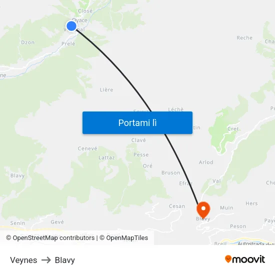 Veynes to Blavy map