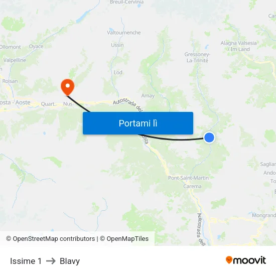 Issime 1 to Blavy map