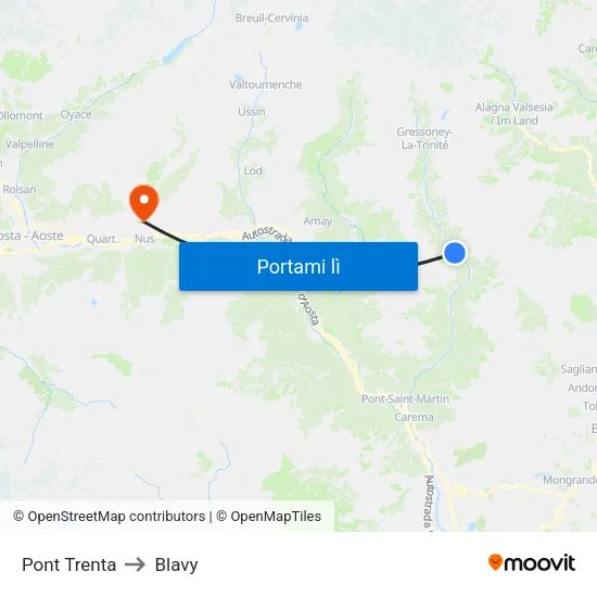 Pont Trenta to Blavy map