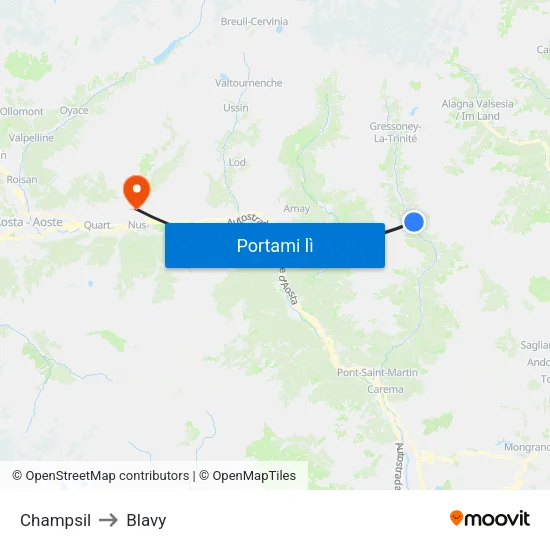 Ondre Tschossil to Blavy map