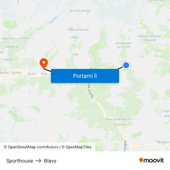 Sporthouse to Blavy map