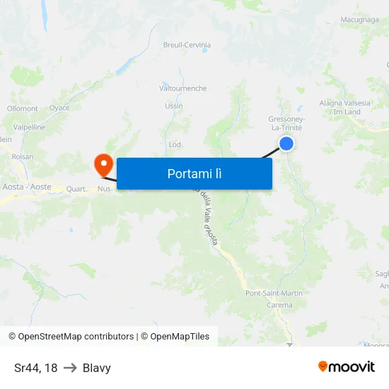 Ober Perletoa to Blavy map