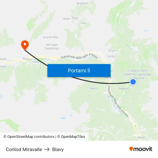 Corliod Miravalle to Blavy map
