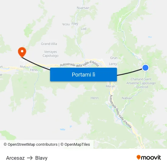 Arcesaz to Blavy map