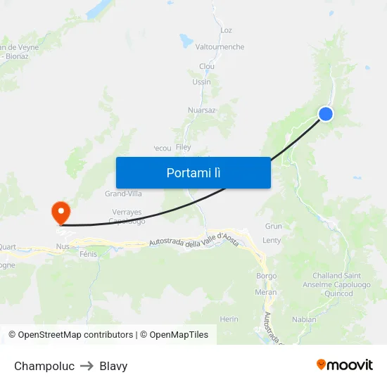Champoluc / Chiesa to Blavy map