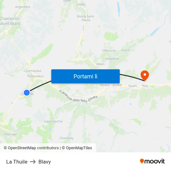 La Thuile to Blavy map