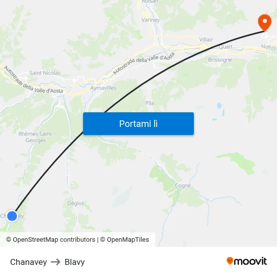 Chanavey to Blavy map
