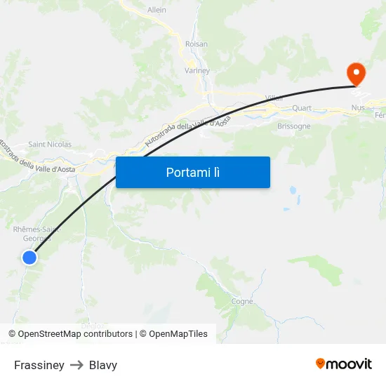 Frassiney to Blavy map