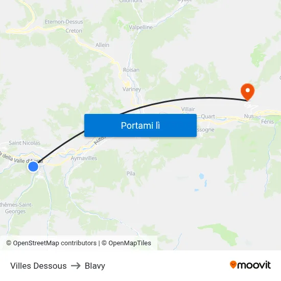 Villes Dessous to Blavy map