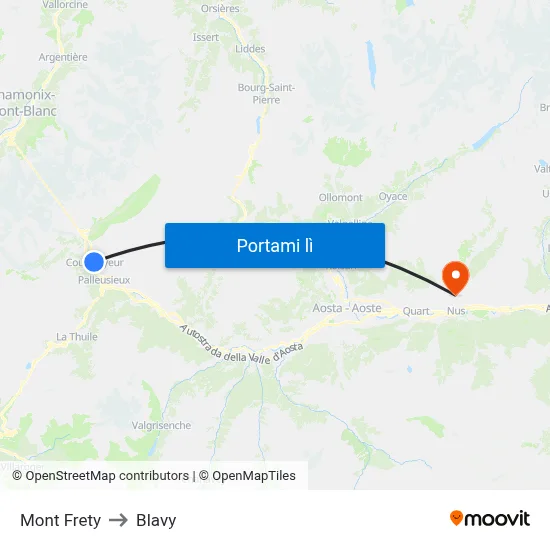 Mont Frety to Blavy map