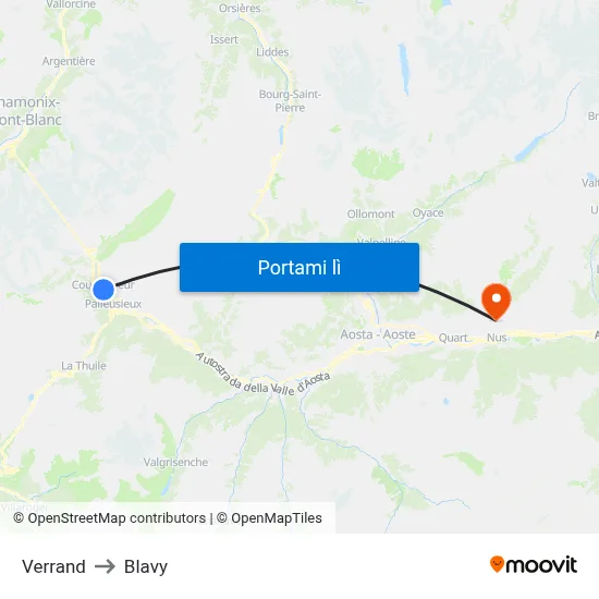 Verrand to Blavy map