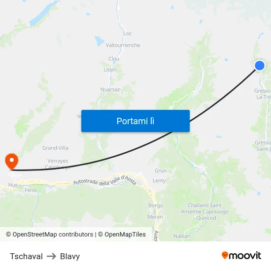 Tschaval to Blavy map