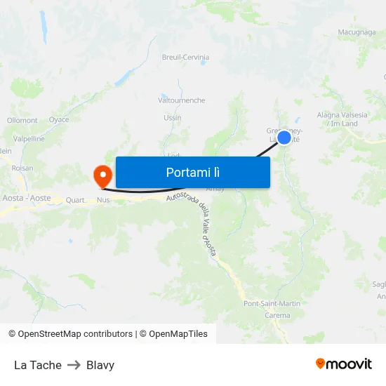 La Tache to Blavy map