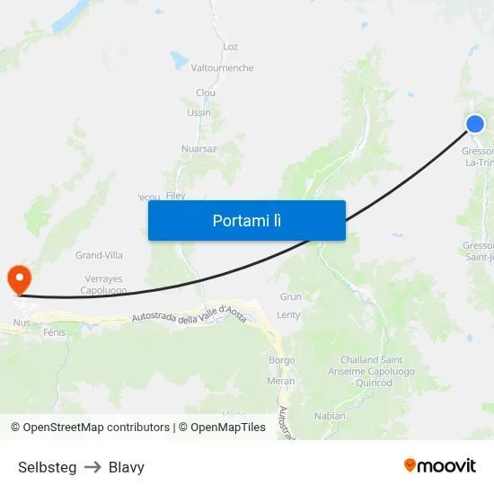 Selbsteg to Blavy map