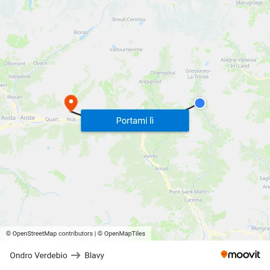 Ondro Verdebio to Blavy map