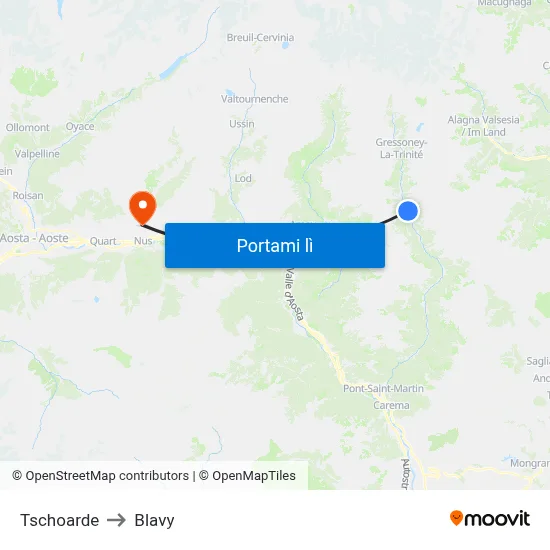 Tschoarde to Blavy map