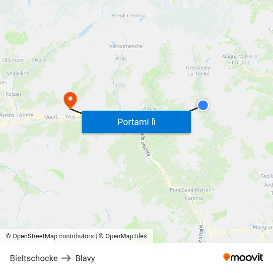 Bieltschocke to Blavy map