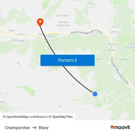 Champorcher to Blavy map