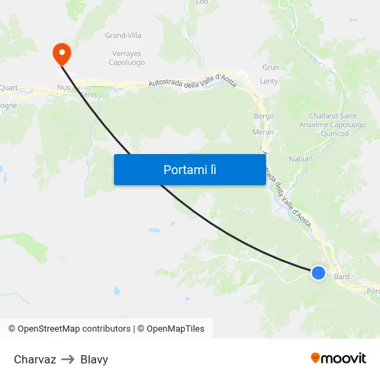 Charvaz to Blavy map
