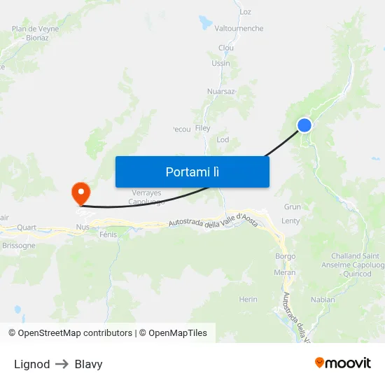 Lignod to Blavy map