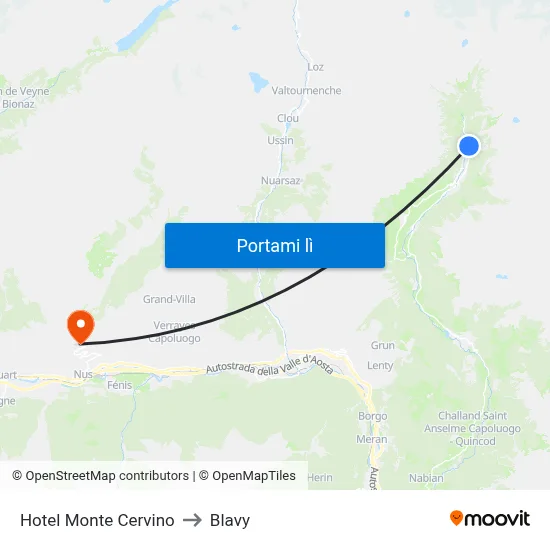 Hotel Monte Cervino to Blavy map