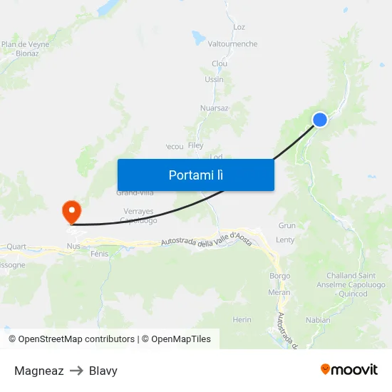 Magneaz to Blavy map