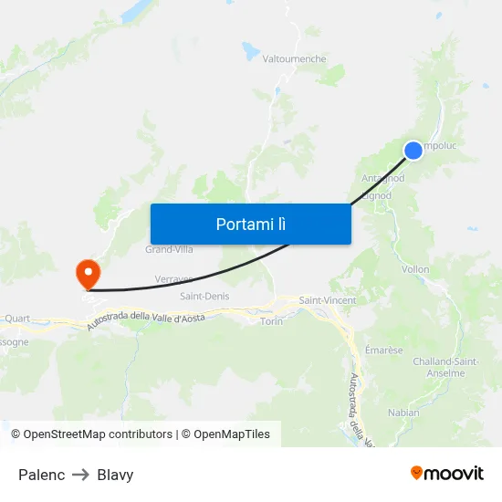 Palenc to Blavy map