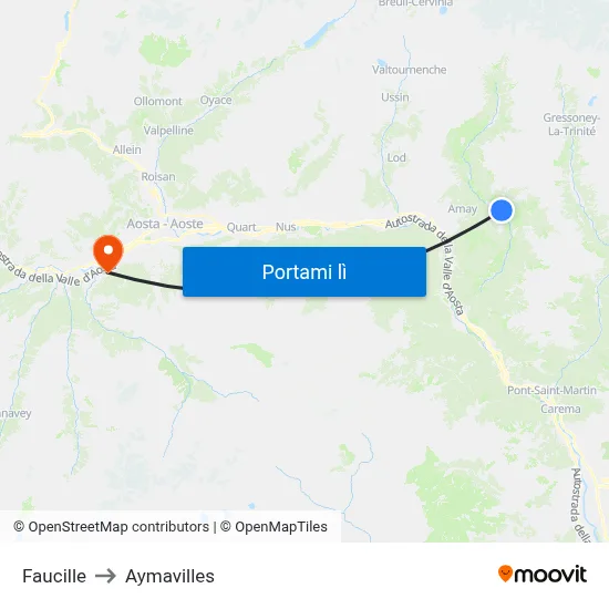 Faucille to Aymavilles map