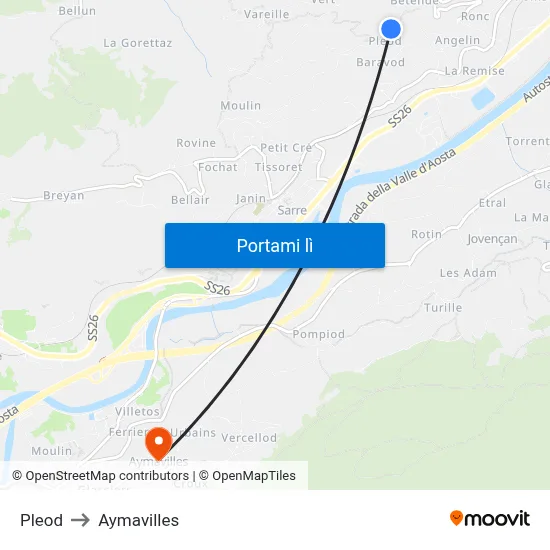 Pleod to Aymavilles map