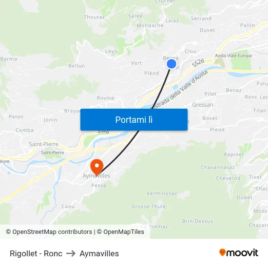 Rigollet - Ronc to Aymavilles map