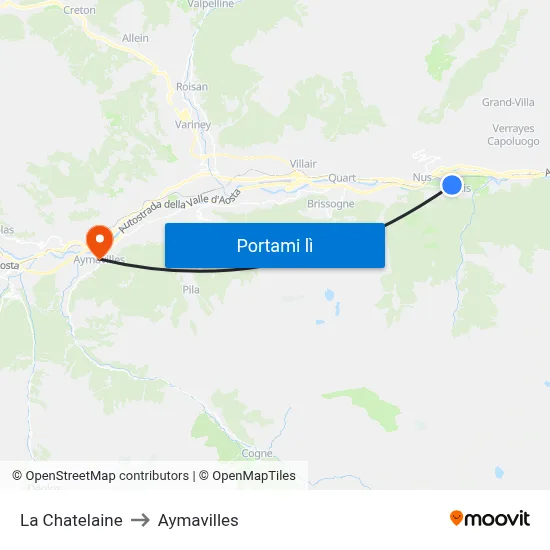 La Chatelaine to Aymavilles map