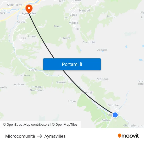 Microcomunità to Aymavilles map