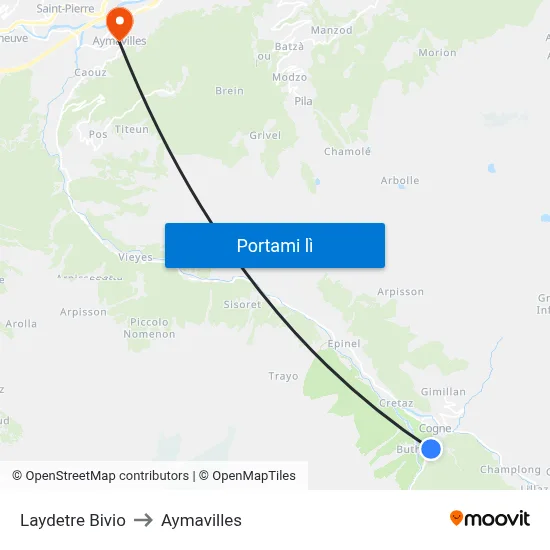 Laydetre Bivio to Aymavilles map
