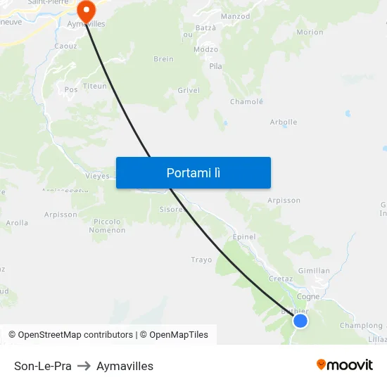 Son-Le-Pra to Aymavilles map