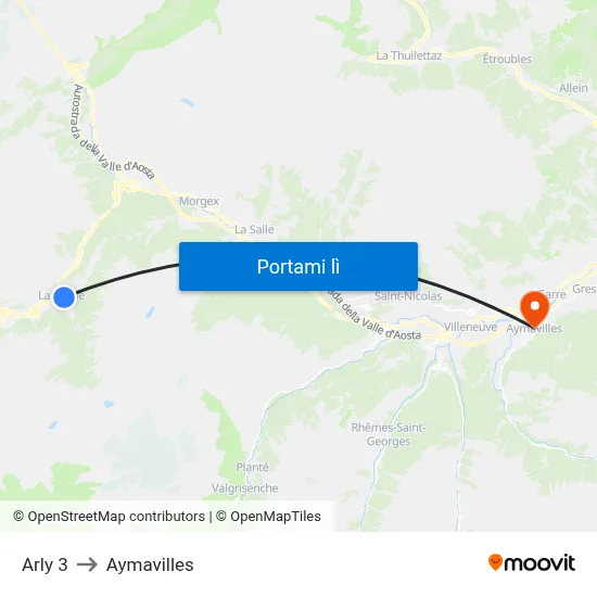 Arly 3 to Aymavilles map