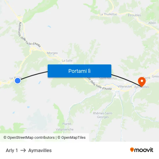 Arly 1 to Aymavilles map