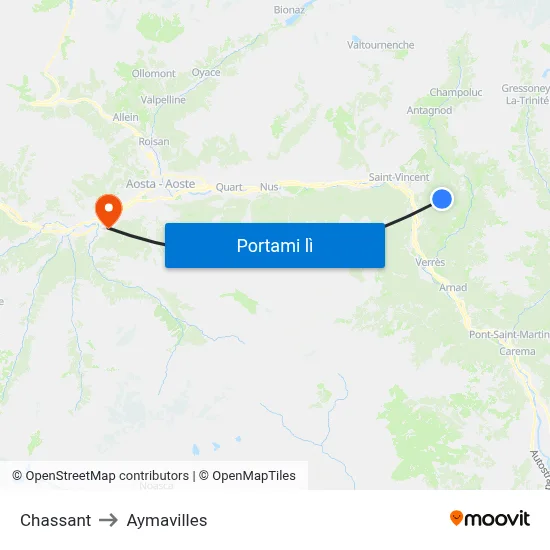 Chassant to Aymavilles map