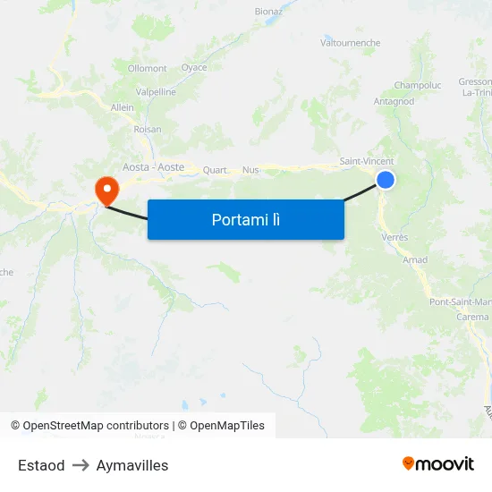 Estaod to Aymavilles map