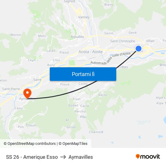 SS 26 - Amerique Esso to Aymavilles map