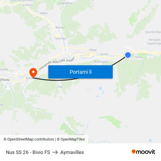 Nus SS 26 - Bivio FS to Aymavilles map