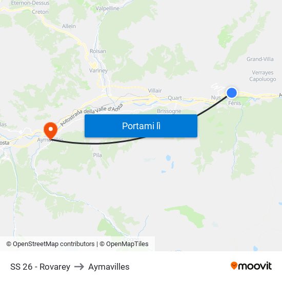 SS 26 - Rovarey to Aymavilles map
