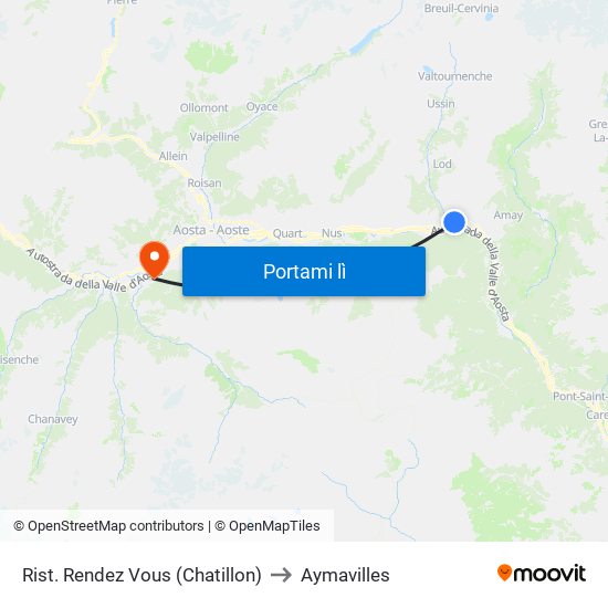 Rist. Rendez Vous (Chatillon) to Aymavilles map