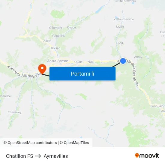 Chatillon FS to Aymavilles map